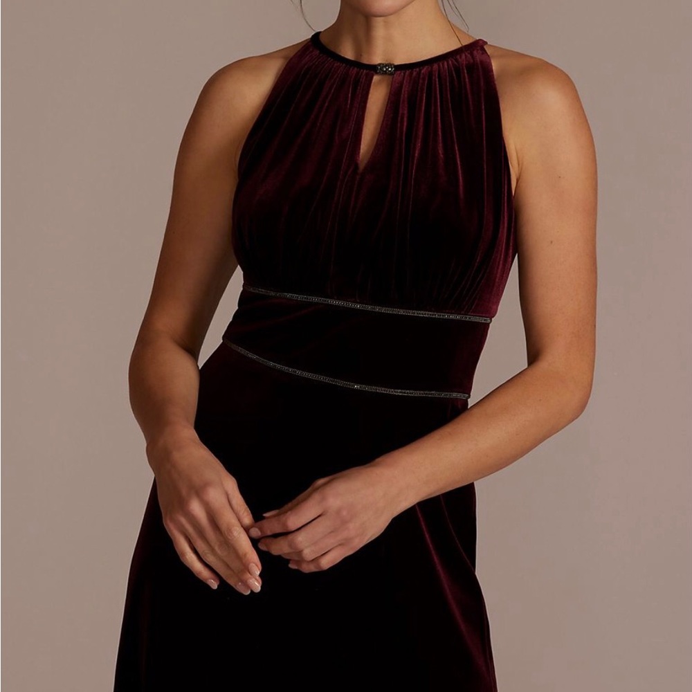 Oleg Cassini velvet wine mother of bride  / groom dress. NWT. Size 4 - Picture 2 of 13